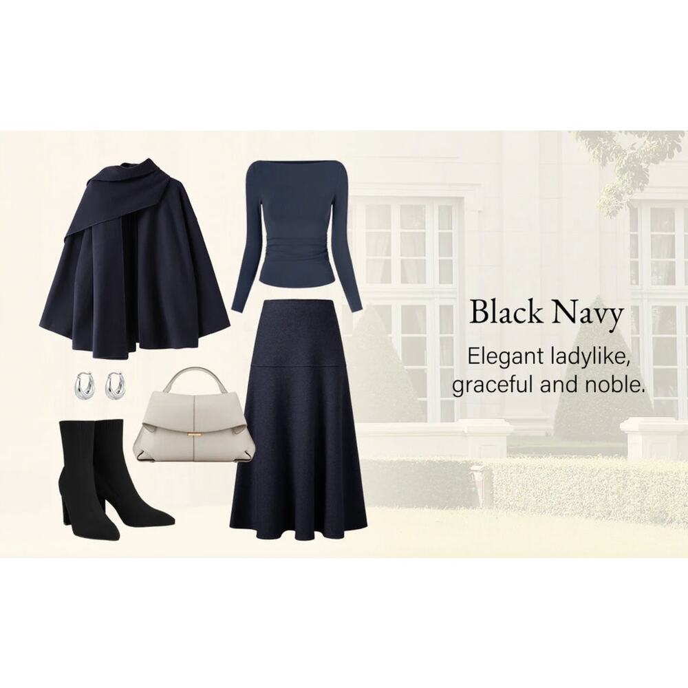 OGL Jacket Size L Navy Blue Oversized Scarf Jacket CashSoft Pockets Coat NEW - Picture 4 of 16